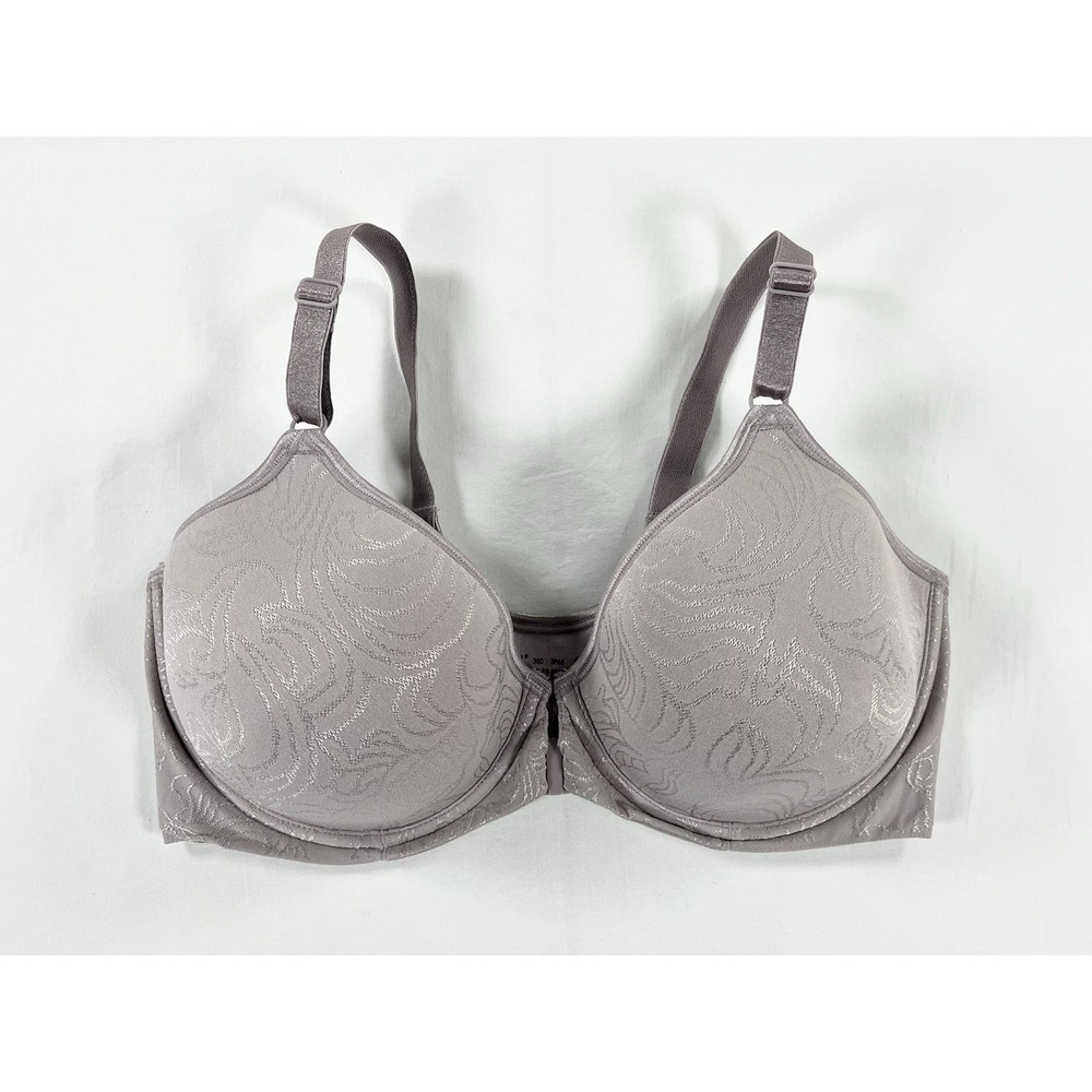Bali Comfort Revolution Front Close Smooth Shaping Underwire Bra Gray Size 36D